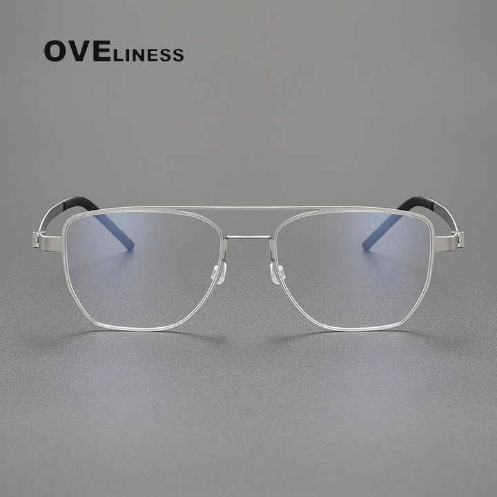 Oveliness Unisex Full Rim Square Double Bridge Titanium Eyeglasses 9622 Full Rim Oveliness