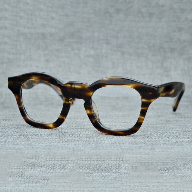 Cubojue Unisex Full Rim Square Acetate Myopic Reading Glasses 502445 Reading Glasses Cubojue no function lens 0 brown