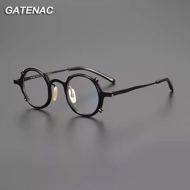 Gatenac Unisex Full Rim Round Titanium Eyeglasses Gxyj1213 Full Rim Gatenac