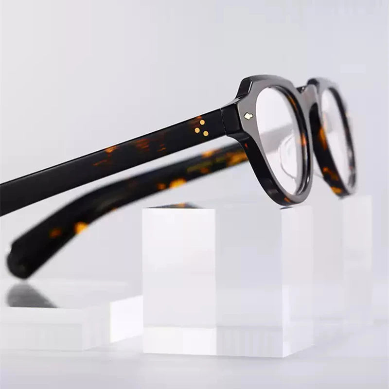 Black Mask Women's Full Rim Flat Top Oval Round Acetate Eyeglasses 13923 Full Rim Black Mask