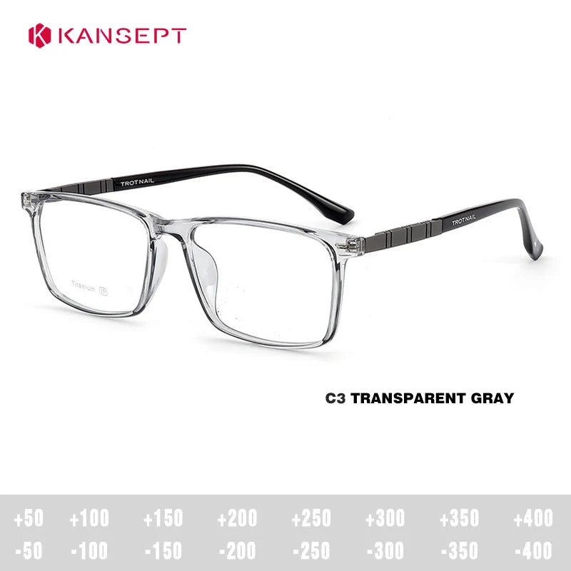 Kansept Unisex Full Rim Square Tr 90 Titanium Reading Glasses 23069