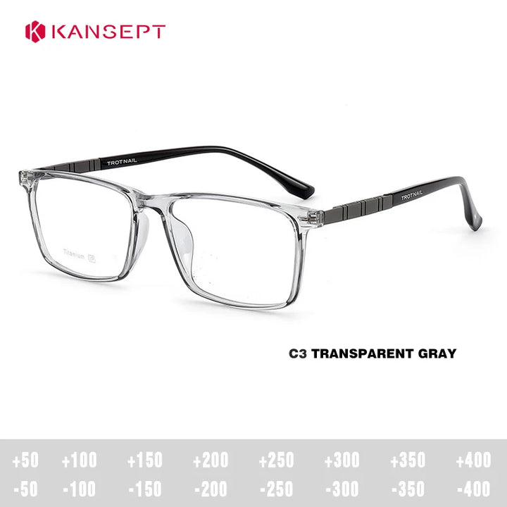Kansept Unisex Full Rim Square Tr 90 Titanium Reading Glasses 23069