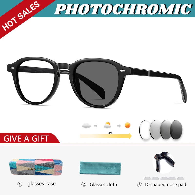 Vicky Unisex Full Rim Square Acetate Myopic Reading Glasses 31101 Reading Glasses Vicky -2.50 31101photochromic-C1