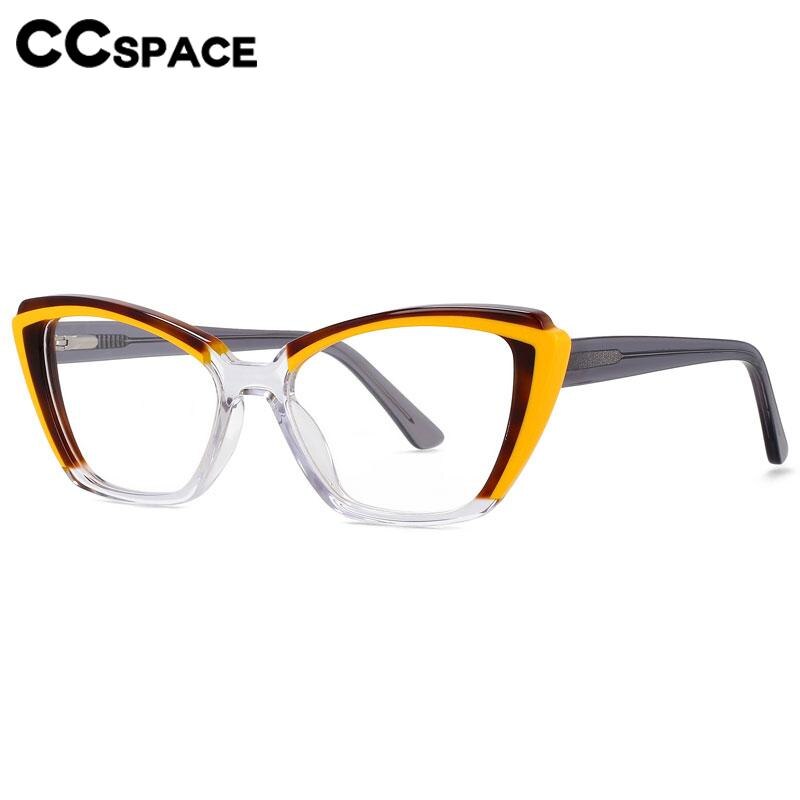 CCspace Unisex Full Rim Square Cat Eye Acetate Eyeglasses 56558 Full Rim CCspace