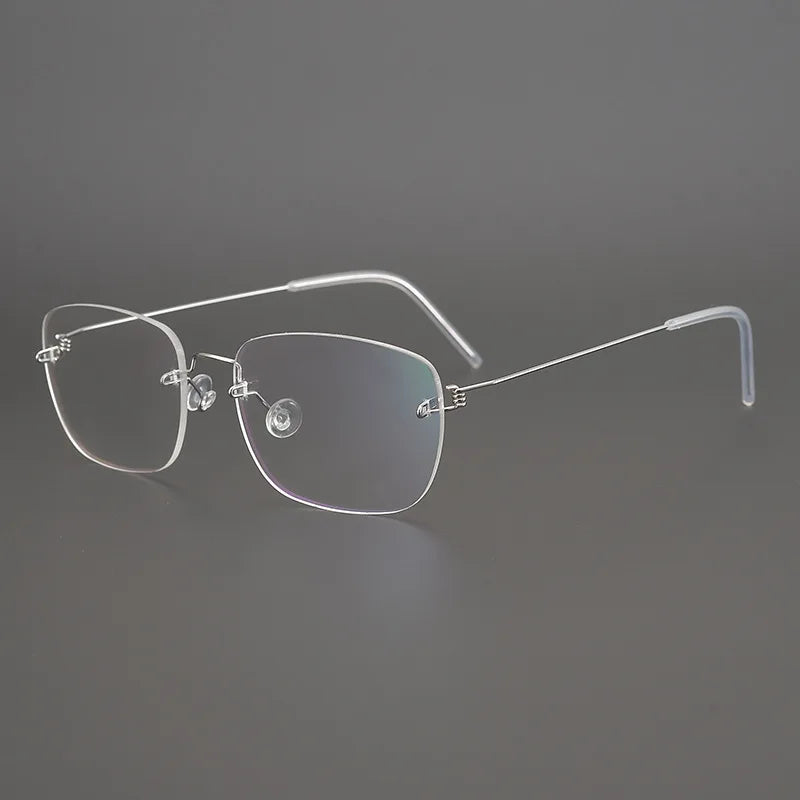 Black Mask Unisex Rimless Square Screwless Titanium Eyeglasses Ld100 Rimless Black Mask Silver  