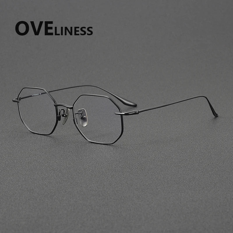 Oveliness Women's Full Rim Square Polygon Titanium Eyeglasses 62174