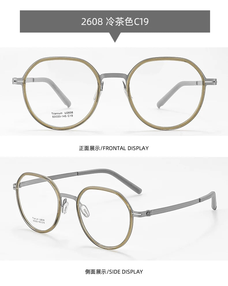 Reven Jate Unisex Full Rim Round Titanium Eyeglasses 2608 Full Rim Reven Jate