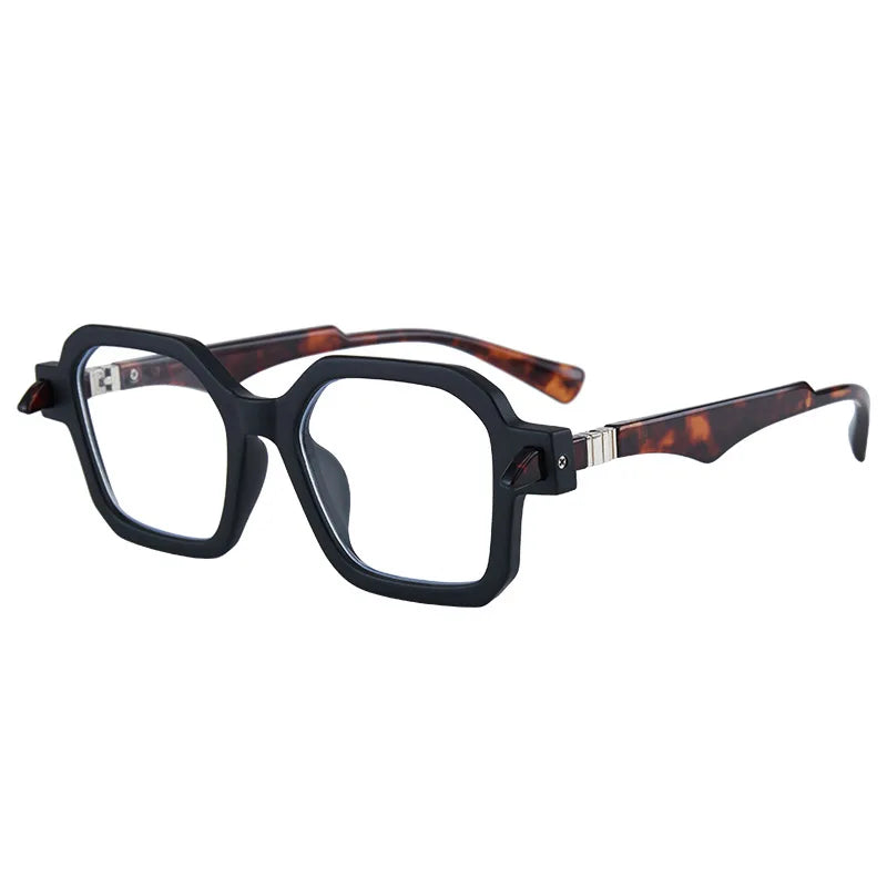 Kocolior Unisex Full Rim Oversized Square Acetate Hyperopic Reading Glasses 5571 Reading Glasses Kocolior Black Leopard 0 