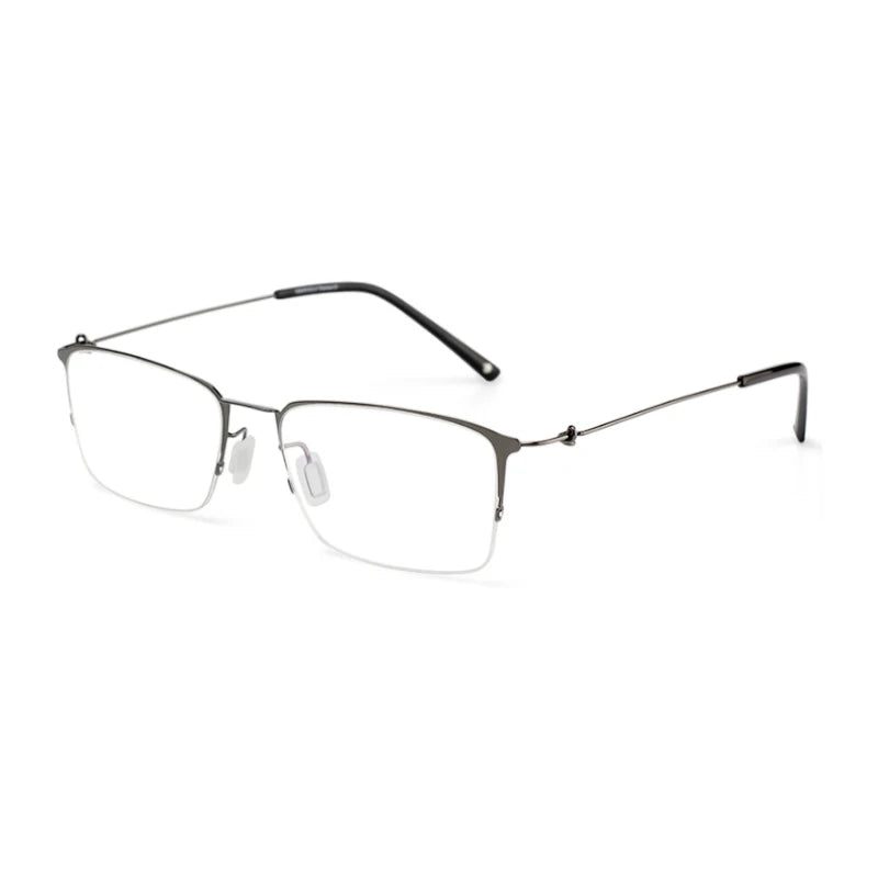 Black Mask Unisex Semi Rim Square Screwless Titanium Eyeglasses 68203