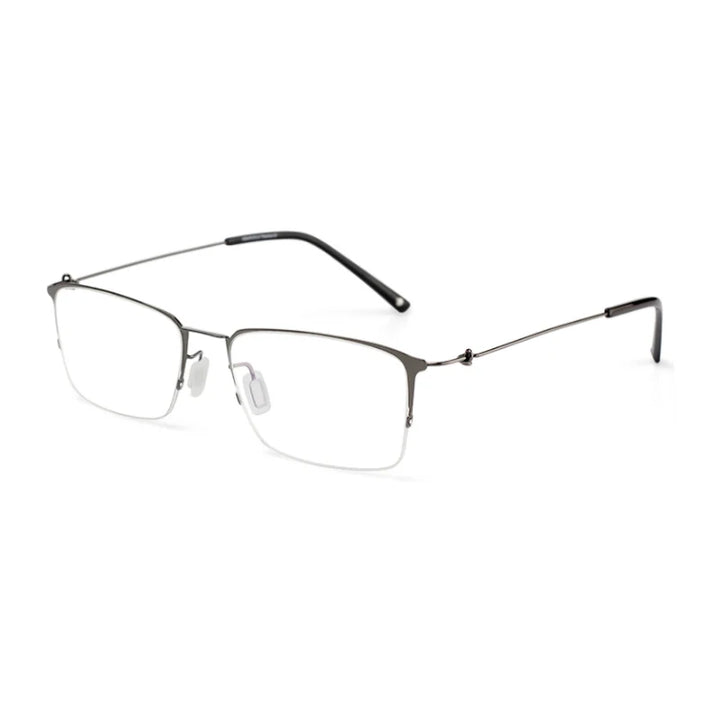 Black Mask Unisex Semi Rim Square Screwless Titanium Eyeglasses 68203