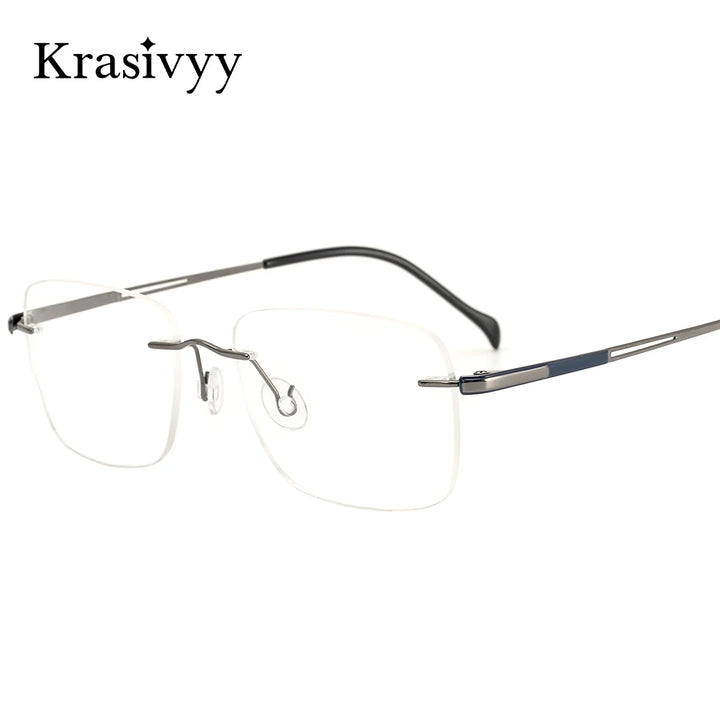 Krasivyy Unisex Rimless Square Titanium Eyeglasses 316065