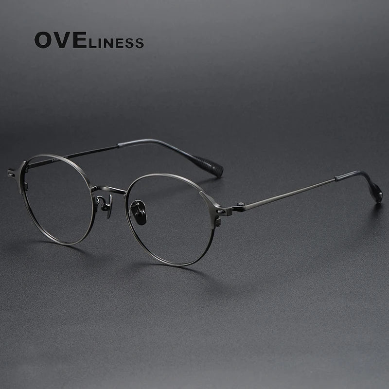 Oveliness Unisex Full Rim Round Titanium Eyeglasses 8111 Full Rim Oveliness gun  