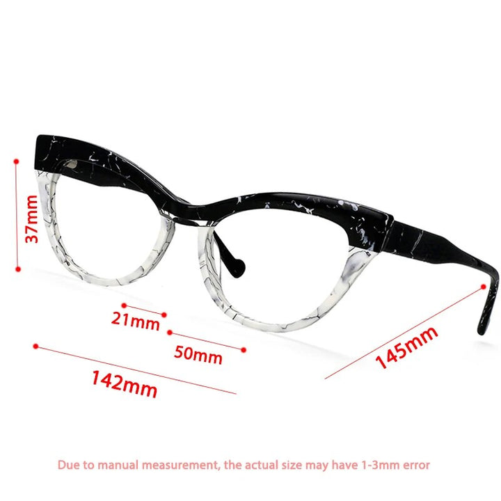 CCspace Unisex Full Rim Cat Eye Acetate Eyeglasses 57008 Full Rim CCspace