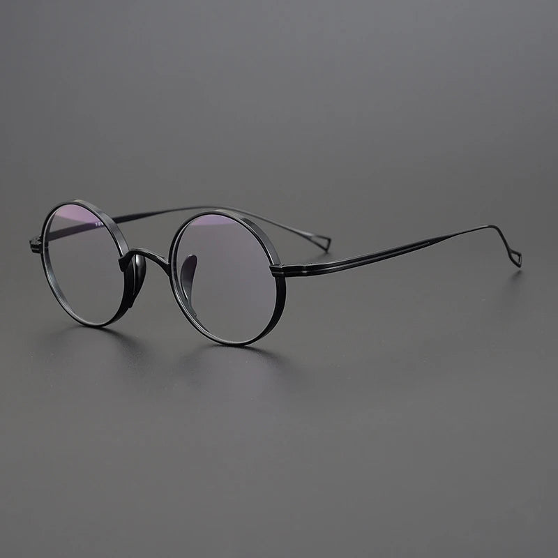 Gatenac Unisex Full Rim Small Round Titanium Eyeglasses Gxyj1446 Full Rim Gatenac