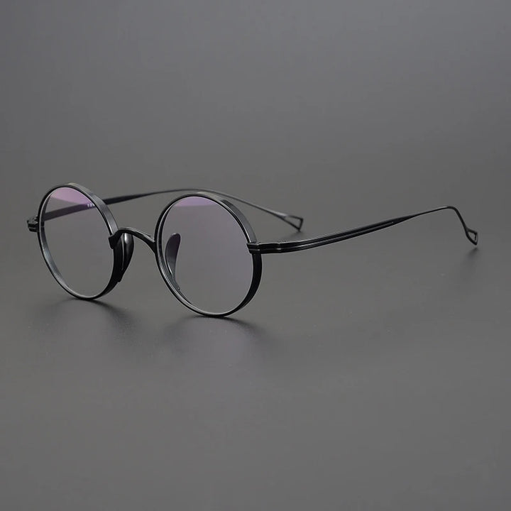 Gatenac Unisex Full Rim Small Round Titanium Eyeglasses Gxyj1446 Full Rim Gatenac