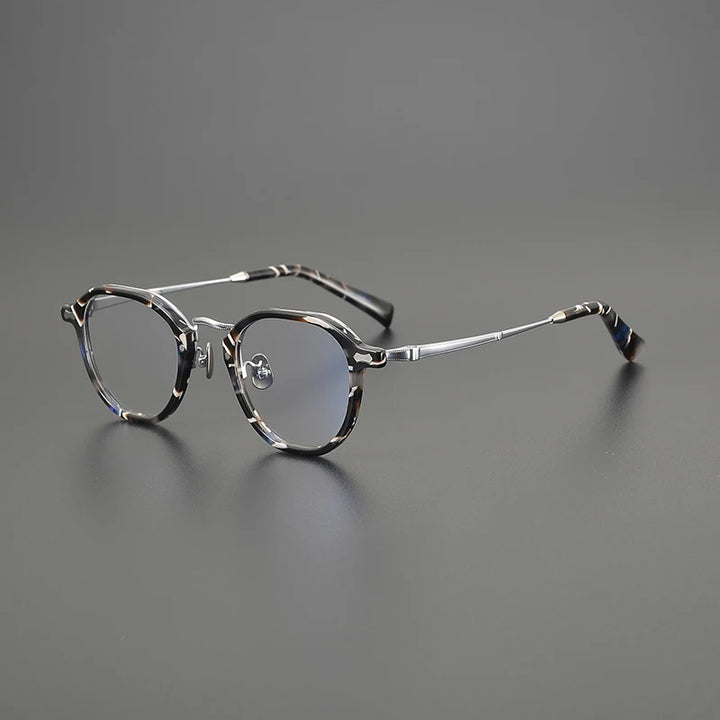 Gatenac Unisex Full Rim Big Oval Acetate Titanium Eyeglasses G1538