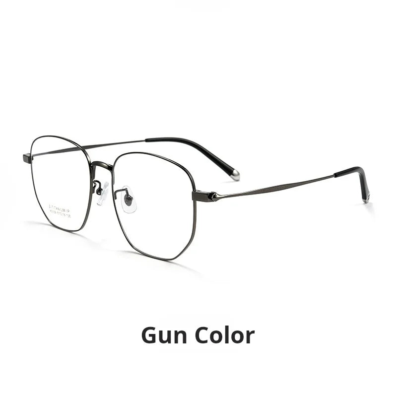 Momoja Unisex Full Rim Big Polygon Titanium Eyeglasses 75109