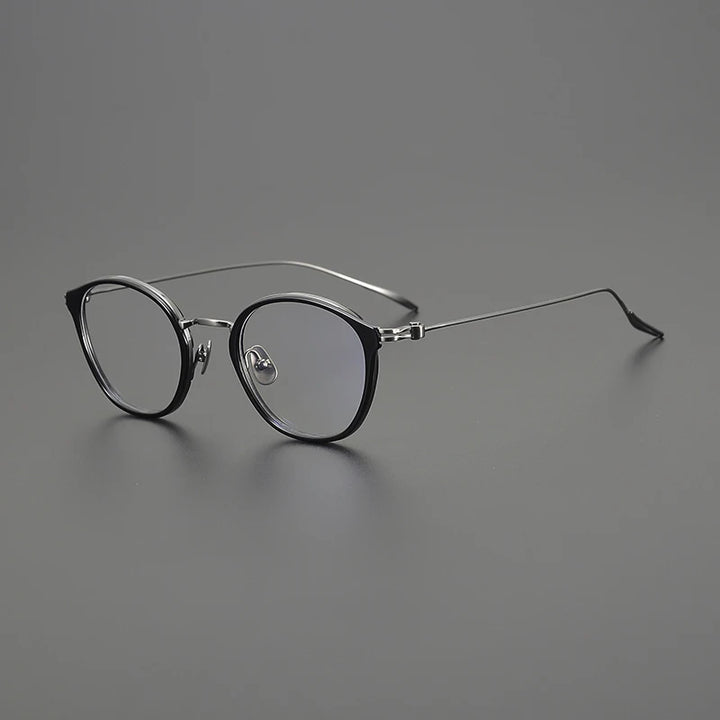 Gatenac Unisex Full Rim Round Acetate Titanium Eyeglasses Gxyj1573