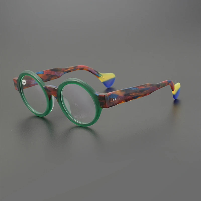 Nobler Unisex Full Rim Large Round Frosted Acetate Eyeglasses 19271 Full Rim Nobler