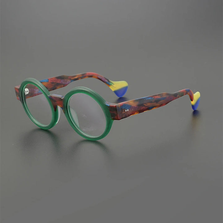 Nobler Unisex Full Rim Large Round Frosted Acetate Eyeglasses 19271 Full Rim Nobler