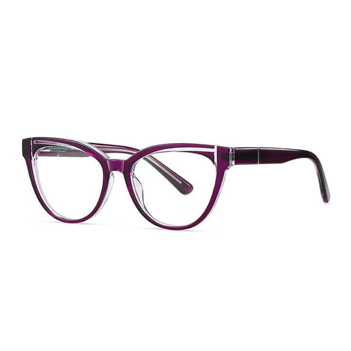 Ralferty Women's Full Rim Square Cat Eye Acetate Eyeglasses D8819 Full Rim Ralferty C734 Clear Purple China