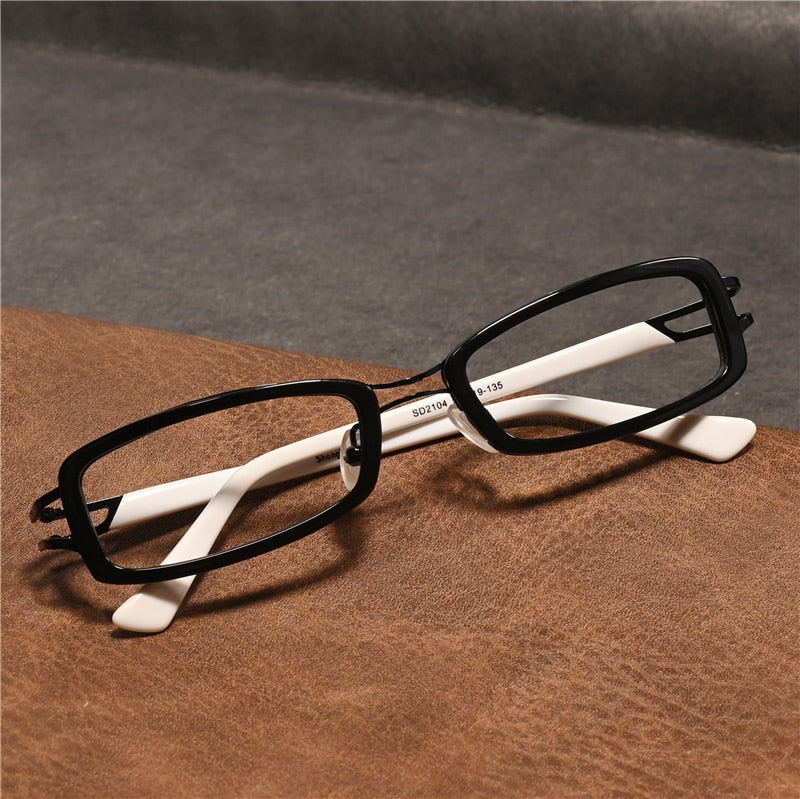 Cubojue Unisex Full Rim Rectangle Tr 90 Titanium Myopic Reading Glasses 2104m Reading Glasses Cubojue anti blue light 0 black white