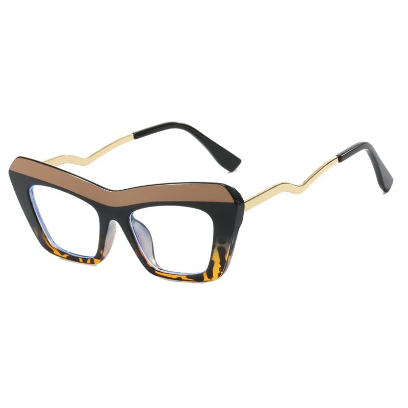 CCspace Unisex Full Rim Square Cat Eye Tr 90 Titanium Eyeglasses 57011 Full Rim CCspace C5BlackTea