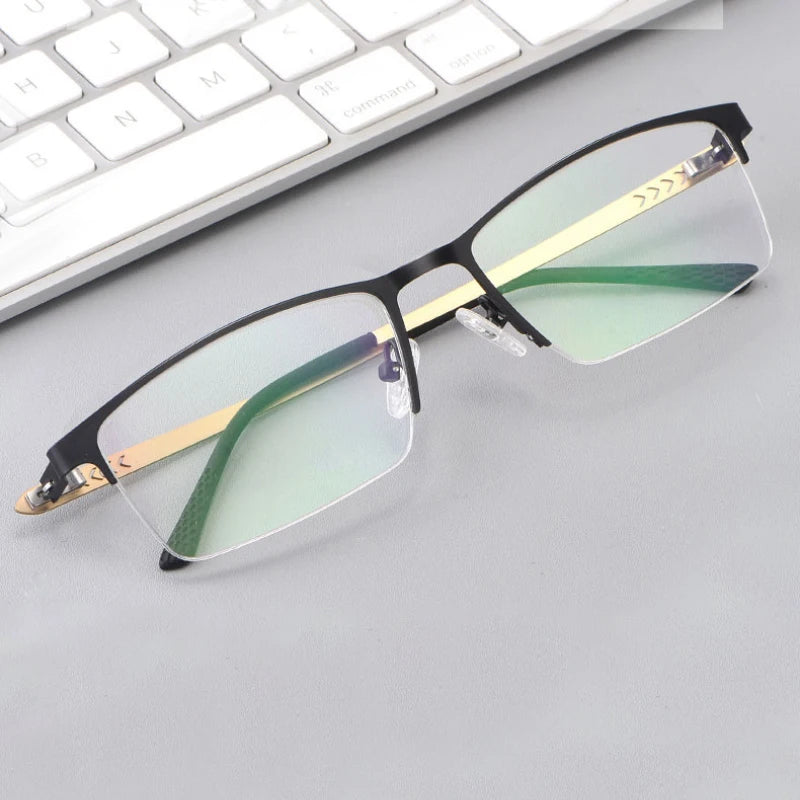 Hotochki Men's Semi Rim Square Alloy Eyeglasses 9841 Semi Rim Hotochki