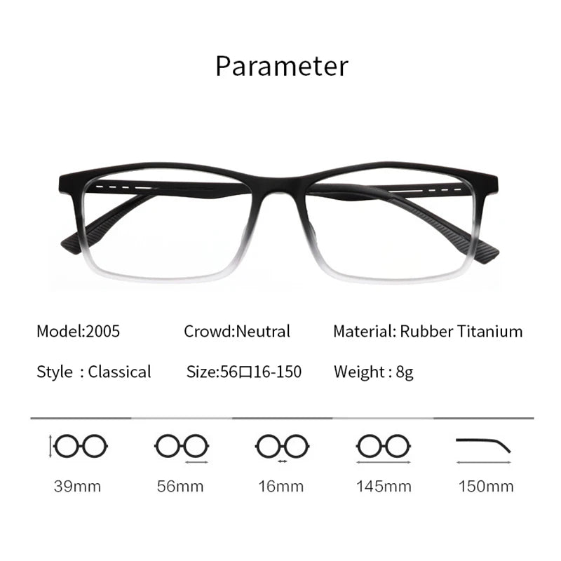 Xbora Unisex Full Rim Square Tr 90 Titanium Eyeglasses 2005