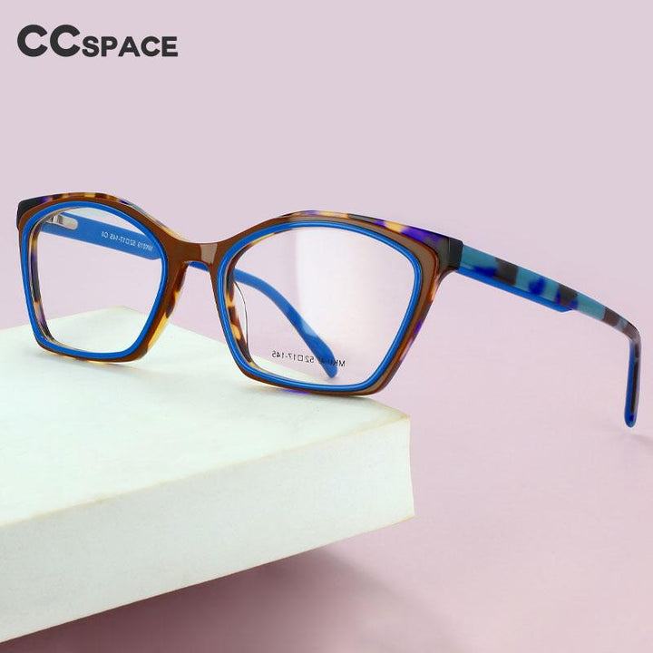 CCspace Women's Full Rim Square Acetate Eyeglasses 56469 Full Rim CCspace