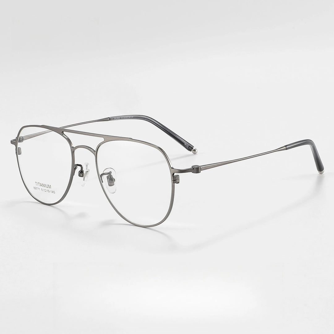 Yimaruili Unisex Full Rim Oval Double Bridge Titanium Eyeglasses 89771