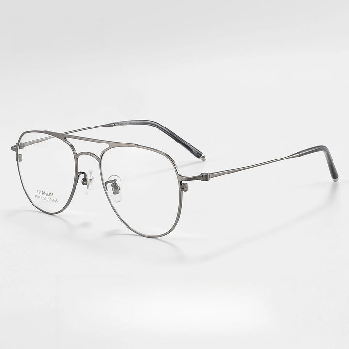 Yimaruili Unisex Full Rim Oval Double Bridge Titanium Eyeglasses 89771