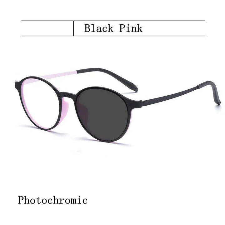 Kocolior Unisex Full Rim Round Plastic Reading Glasses A3050 Reading Glasses Kocolior Photochromic B Pink 0 