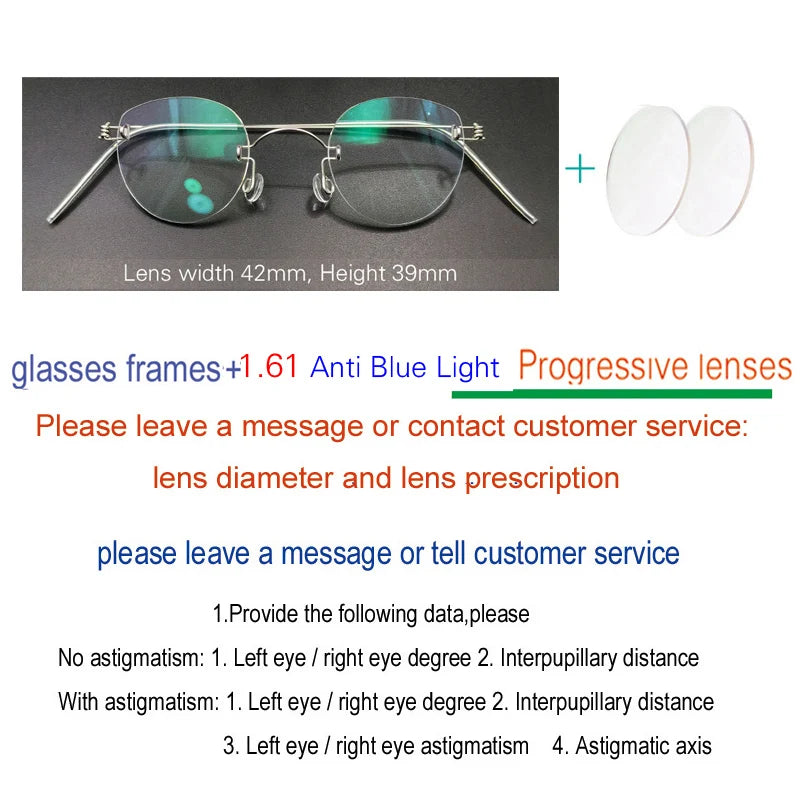Yujo Unisex Handcrafted Rimless Oval Screwless Steel Eyeglasses 313533