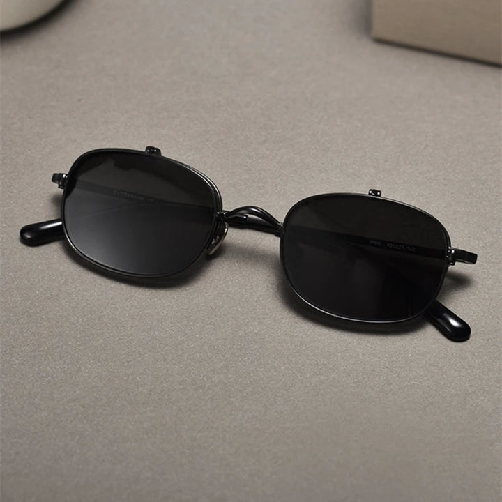 Black Mask Unisex Semi Rim Rectangle Titanium Eyeglasses Clip On Sunglasses K15 Semi Rim Black Mask