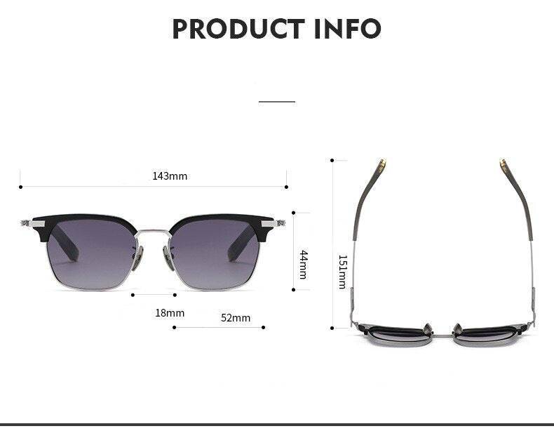 CCspace Men's Full Rim Square Titanium Acetate Polarized Sunglasses 56249 Sunglasses CCspace Sunglasses