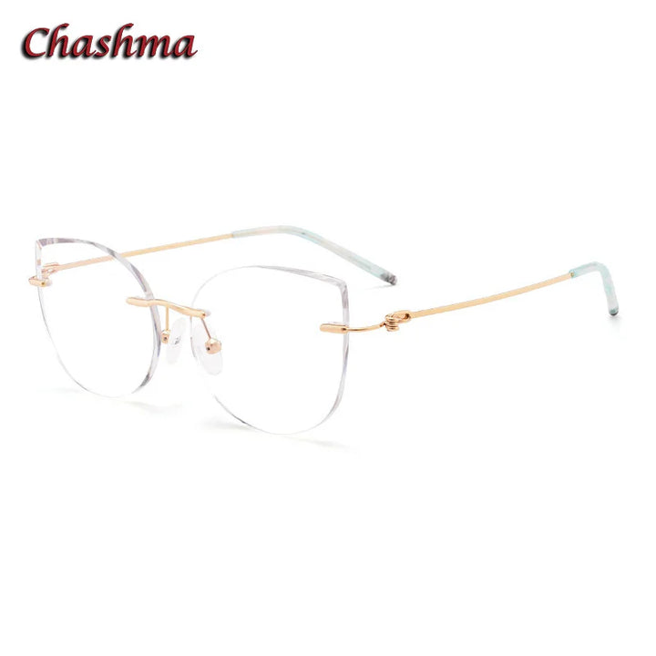 Chashma Ochki Unisex Rimless Cat Eye 3g Titanium Eyeglasses 8587 Rimless Chashma Ochki