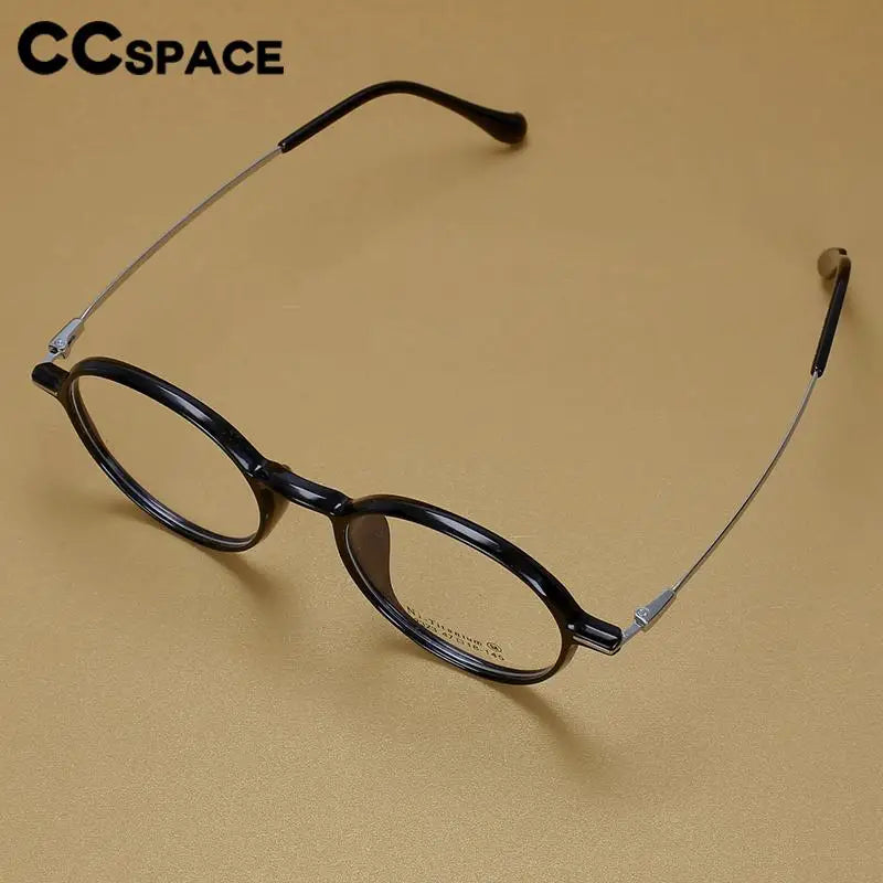 CCspace Unisex Full Rim Round Tr 90 Titanium Eyeglasses 57098 Full Rim CCspace