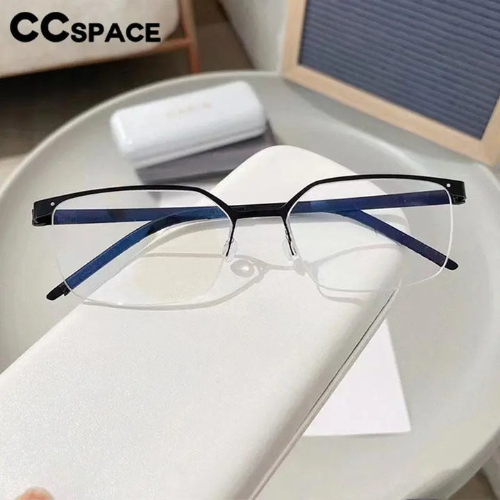 CCSpace Men's Semi Rim Square Screwless Titanium Eyeglasses 56871 Semi Rim CCspace