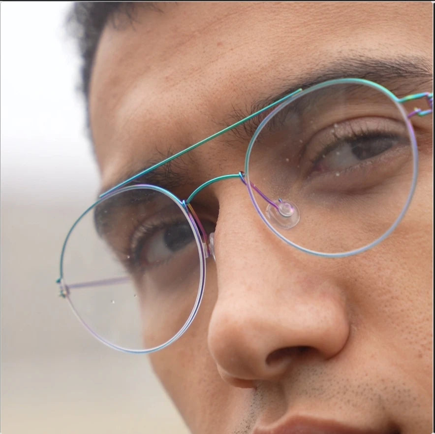 Aimee Women's Full Rim Round Double Bridge Titanium Eyeglasses 15044