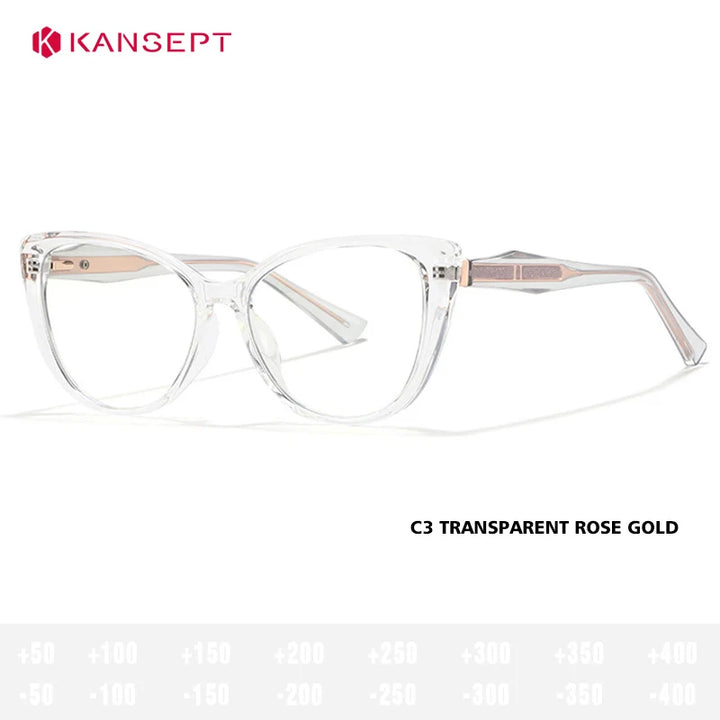 Kansept Women's Full Rim Oval Cat Eye Tr 90 Alloy Reading Glasses 527011