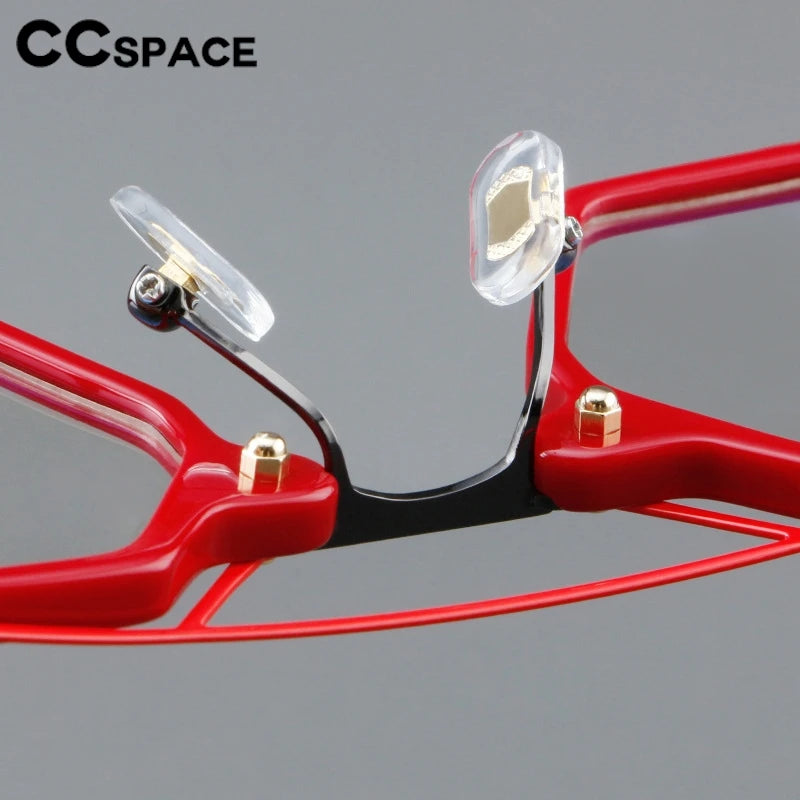 CCspace Unisex Full Rim Polygon Double Bridge Acetate Alloy Eyeglasses 3812 Full Rim CCSpace