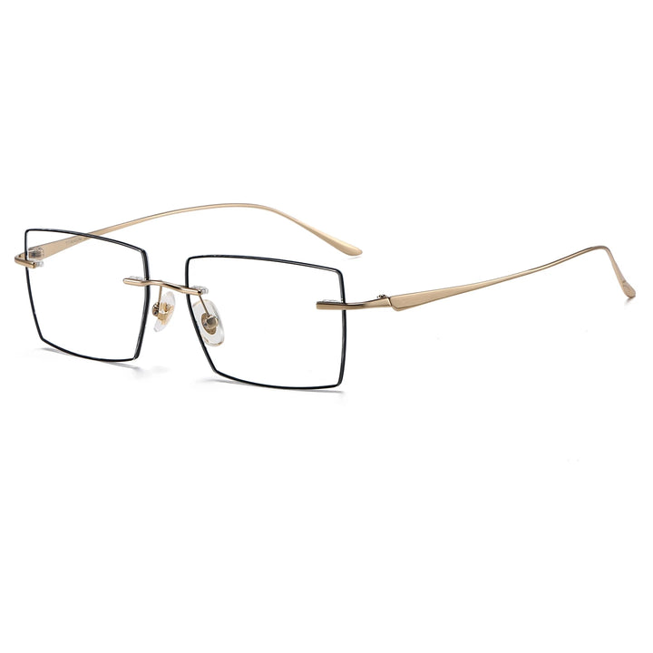 Yimaruili Unisex Rimless Polygon Square Titanium Eyeglasses 660398