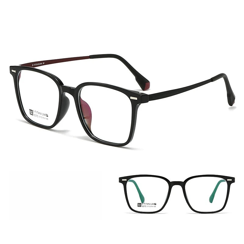 Yimaruili Unisex Full Rim Square Tr 90 Titanium-Alloy Eyeglasses 5070