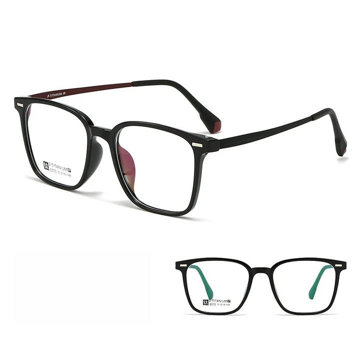 Yimaruili Unisex Full Rim Square Tr 90 Titanium-Alloy Eyeglasses 5070