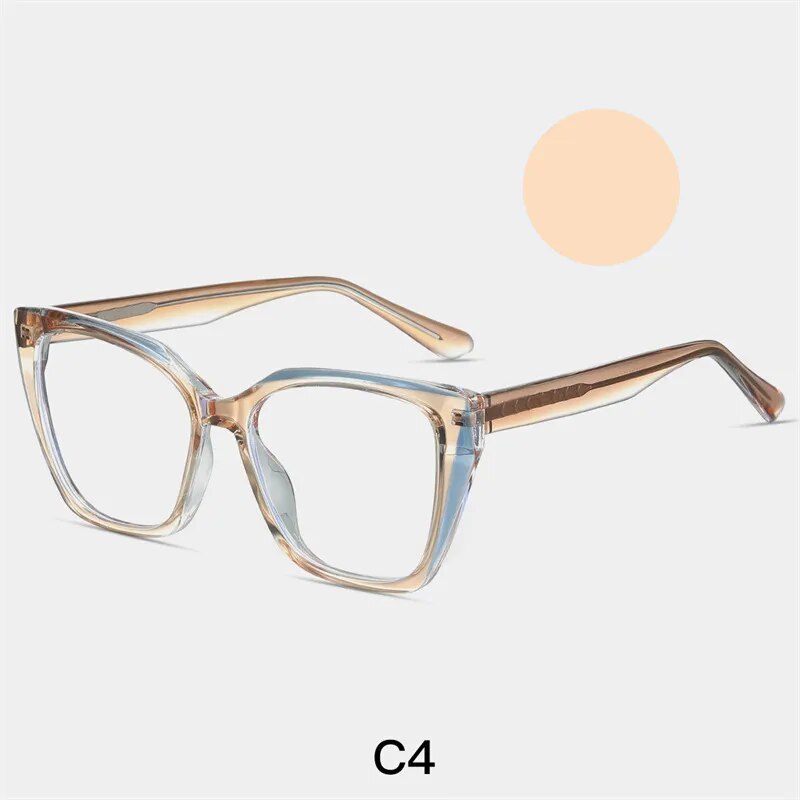 Yimaruili Women's Full Rim Cat Eye Tr 90 Acetate Eyeglasses 87216 Full Rim Yimaruili Eyeglasses Champagne C4