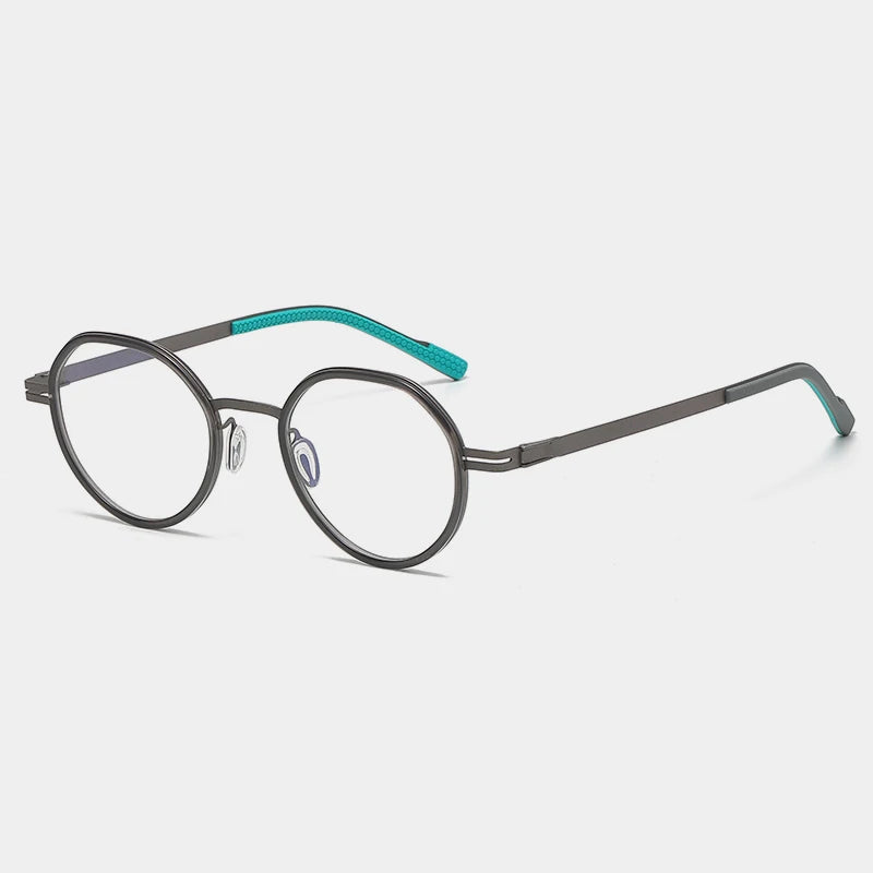 Gatenac Unisex Full Rim Polygon Round Titanium Eyeglasses Gxyj1149 Full Rim Gatenac Gray Gun