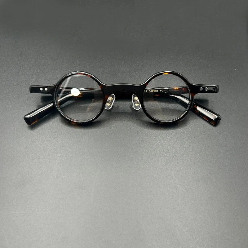 Yujo Unisex Full Rim Round Acetate Fiber Eyeglasses 3840 Full Rim Yujo