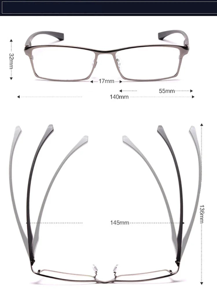 Handoer Unisex Full Rim Square Alloy Acetate Eyeglasses 549140