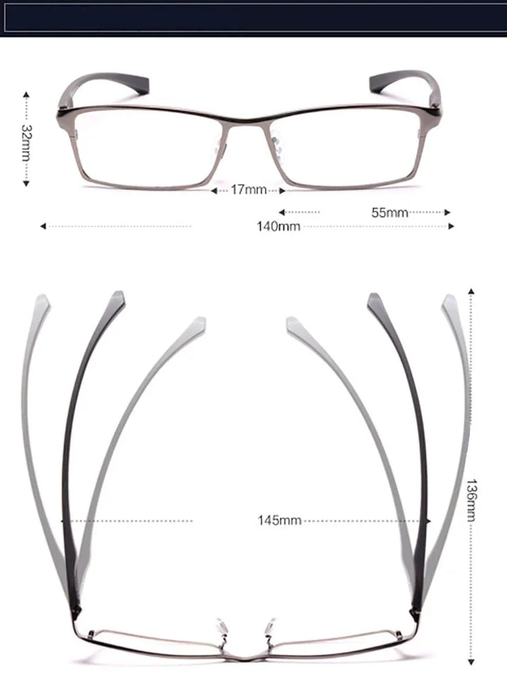 Handoer Unisex Full Rim Square Alloy Acetate Eyeglasses 549140